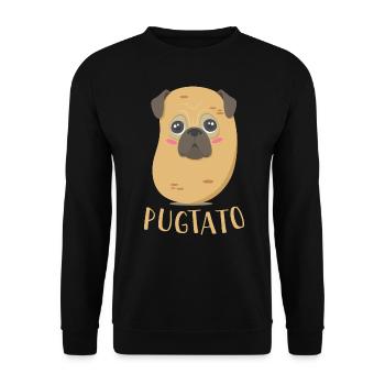 Funny Cute Dog Pug Potato T-Shirt - Unisex Sweatshirt - black - Front - Alina (178cm) & Michal (187cm)