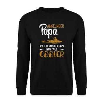 Angler Angeln Papa - Unisex Pullover - Schwarz - Vorne - Alina (178cm) & Michal (187cm)