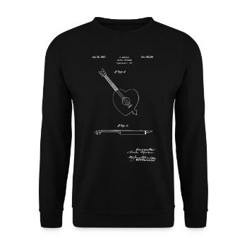 I love Gitarre Ukulele Herz Pfeil Patent Geschenk - Unisex Pullover - Schwarz - Vorne - Alina (178cm) & Michal (187cm)