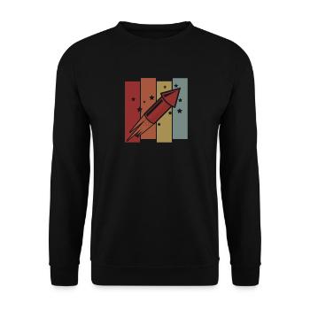 Feuerwerk Retro Vintage Silvester Rakete - Unisex Pullover - Schwarz - Vorne - Alina (178cm) & Michal (187cm)