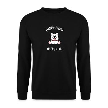 Cute Samoyed Dog Happy Happy Joyful - Unisex Sweatshirt - black - Front - Alina (178cm) & Michal (187cm)