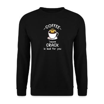 Lustige Comic Katze Koffein Kaffee Kaffeetrinker - Unisex Pullover - Schwarz - Vorne - Alina (178cm) & Michal (187cm)