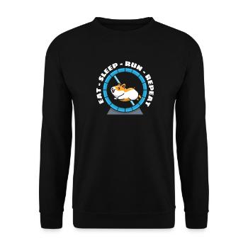 Hamster manger dormir courir répéter - Sweat-shirt Unisexe - noir - Devant - Alina (178cm) & Michal (187cm)