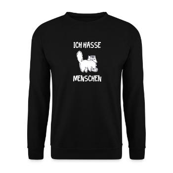 Cat hates people I hate people - Unisex Sweatshirt - black - Front - Alina (178cm) & Michal (187cm)