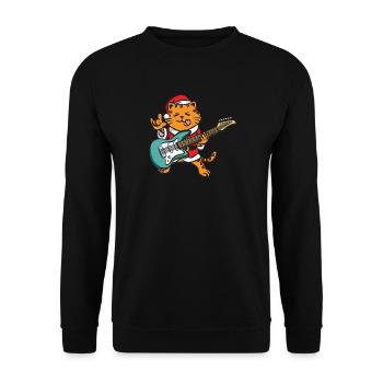 Guitariste Guitare Comic Cat Noël - Sweat-shirt Unisexe - noir - Devant - Alina (178cm) & Michal (187cm)