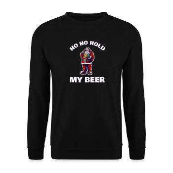 Weihnachtsmann Halte Mein Bier - Unisex Pullover - Schwarz - Vorne - Alina (178cm) & Michal (187cm)