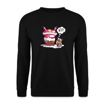 Santa Claus Chimney Wondered Cat WTF - Unisex Sweatshirt - black - Front - Alina (178cm) & Michal (187cm)