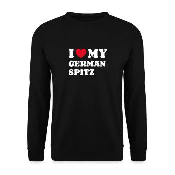 I Love My German Spitz Deutscher Spitz - Unisex Pullover - Schwarz - Vorne - Alina (178cm) & Michal (187cm)