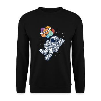 Astronaut with balloons - Unisex Sweatshirt - black - Front - Alina (178cm) & Michal (187cm)