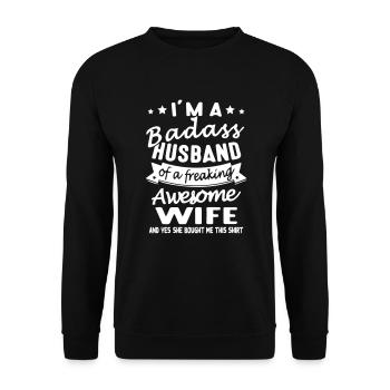 Husband Funny - Unisex Pullover - Schwarz - Vorne - Alina (178cm) & Michal (187cm)