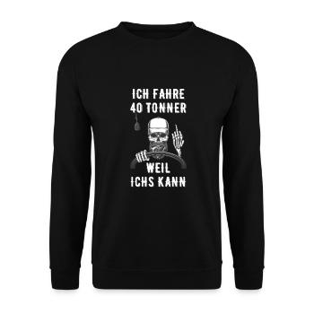 LKW Fahrer Spruch Geschenkidee - Unisex Pullover - Schwarz - Vorne - Alina (178cm) & Michal (187cm)