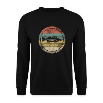 Sandre Poisson Prédateur Rétro Vintage - Sweat-shirt Unisexe - noir - Devant - Alina (178cm) & Michal (187cm)