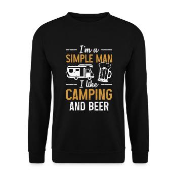 Camping und Bier Wohnmobil Camper Geschenk - Unisex Pullover - Schwarz - Vorne - Alina (178cm) & Michal (187cm)
