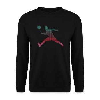 Badminton pixelated badminton player badminton - Unisex Sweatshirt - black - Front - Alina (178cm) & Michal (187cm)