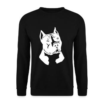 pitbull © - www.dog-power.nl - Unisex Pullover - Schwarz - Vorne - Alina (178cm) & Michal (187cm)