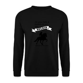 gedankenswert Islandpferd Heldin Einhorn Produkte - Unisex Pullover - Schwarz - Vorne - Alina (178cm) & Michal (187cm)