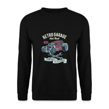 Hotrod Retro Auto Vintage lowrider american custom - Unisex Pullover - Schwarz - Vorne - Alina (178cm) & Michal (187cm)
