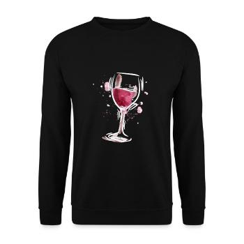 Rotwein Weinglas Weinliebhaber - Unisex Pullover - Schwarz - Vorne - Alina (178cm) & Michal (187cm)