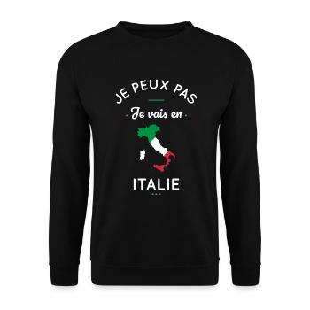 Je peux pas je vais en Italie - Sweat-shirt Unisexe - noir - Devant - Alina (178cm) & Michal (187cm)