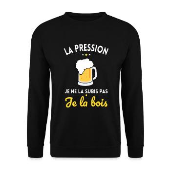 La Pression je ne la Subis Pas - Je la bois - Sweat-shirt Unisexe - noir - Devant - Alina (178cm) & Michal (187cm)