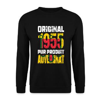 Anniversaire 70 ans - Original - 1955 - Auvergnat - Sweat-shirt Unisexe - noir - Devant - Alina (178cm) & Michal (187cm)