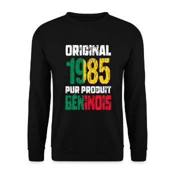 Anniversaire 40 ans - Original - 1985 - Béninois - Sweat-shirt Unisexe - noir - Devant - Alina (178cm) & Michal (187cm)