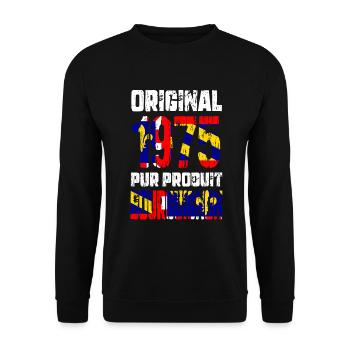 Anniversaire 50 ans - Original - 1975 Bourguignon - Sweat-shirt Unisexe - noir - Devant - Alina (178cm) & Michal (187cm)