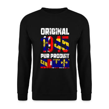 Anniversaire 80 ans - Original - 1945 Bourguignon - Sweat-shirt Unisexe - noir - Devant - Alina (178cm) & Michal (187cm)