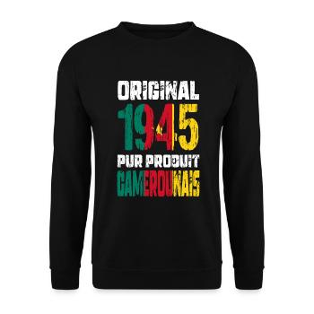 80th Birthday - Original - 1945 Cameroonian - Unisex Sweatshirt - black - Front - Alina (178cm) & Michal (187cm)