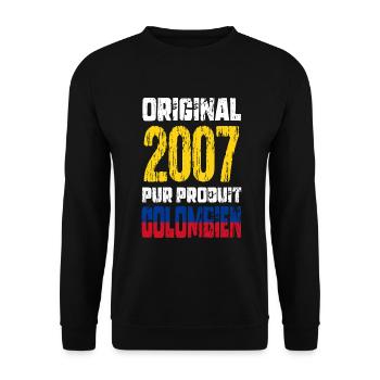 18. Geburtstag - Original - 2007 - Kolumbianisch - Unisex Pullover - Schwarz - Vorne - Alina (178cm) & Michal (187cm)