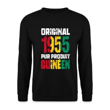 70 Jahre Jubiläum - Original 1955 - Guineisch - Unisex Pullover - Schwarz - Vorne - Alina (178cm) & Michal (187cm)