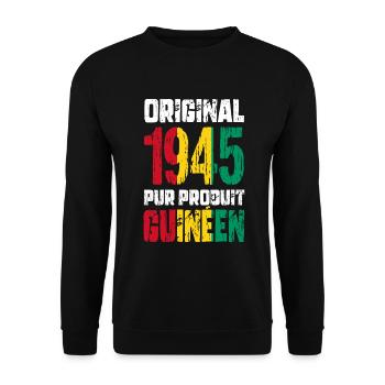 80. Geburtstag - Original 1945 - Guineisch - Unisex Pullover - Schwarz - Vorne - Alina (178cm) & Michal (187cm)