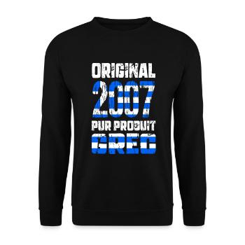 18. Geburtstag - Original 2007 - Griechisch - Unisex Pullover - Schwarz - Vorne - Alina (178cm) & Michal (187cm)