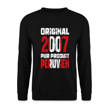 18. Geburtstag - Original 2007 - Peruanisch - Unisex Pullover - Schwarz - Vorne - Alina (178cm) & Michal (187cm)
