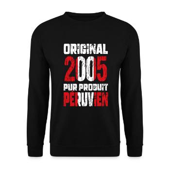 20-jähriges Jubiläum - Original 2005 - Peruanisch - Unisex Pullover - Schwarz - Vorne - Alina (178cm) & Michal (187cm)