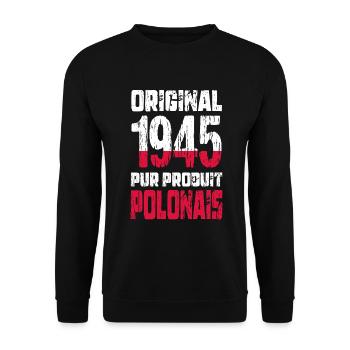 80. Geburtstag - Original 1945 - Polnisch - Unisex Pullover - Schwarz - Vorne - Alina (178cm) & Michal (187cm)
