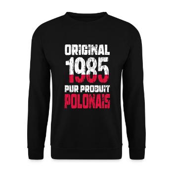 40 Jahre Jubiläum - Original 1985 - Polnisch - Unisex Pullover - Schwarz - Vorne - Alina (178cm) & Michal (187cm)