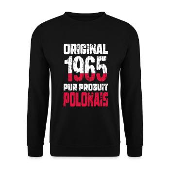 60. Geburtstag - Original 1965 - Polnisch - Unisex Pullover - Schwarz - Vorne - Alina (178cm) & Michal (187cm)