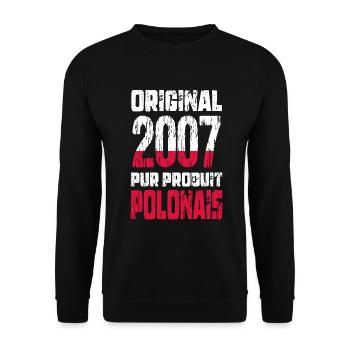 18. Geburtstag - Original 2007 - Polnisch - Unisex Pullover - Schwarz - Vorne - Alina (178cm) & Michal (187cm)