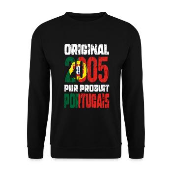 Anniversaire 20 ans - Original 2005 - Portugais - Sweat-shirt Unisexe - noir - Devant - Alina (178cm) & Michal (187cm)
