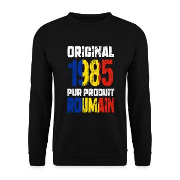 40th Anniversary - Original 1985 - Romanian - Unisex Sweatshirt - black - Front - Alina (178cm) & Michal (187cm)