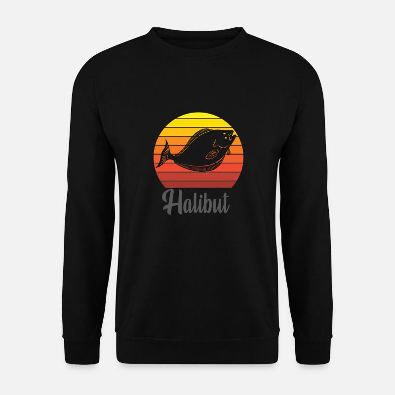 Heilbutt Angeln Geschenk Fishing Plattfisch - Unisex Pullover - Schwarz