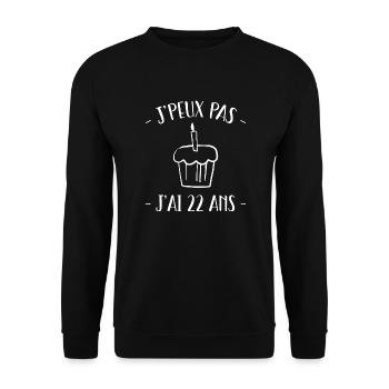 je peux pas j'ai 22 ans, cadeau 22 ans - Sweat-shirt Unisexe - noir - Devant - Alina (178cm) & Michal (187cm)