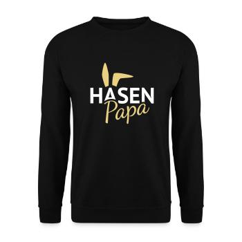 Hasen Papa Hasenohren - Unisex Pullover - Schwarz - Vorne - Alina (178cm) & Michal (187cm)