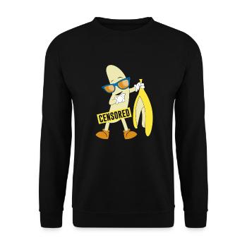 Zensierte nackte Banane - Unisex Pullover - Schwarz - Vorne - Alina (178cm) & Michal (187cm)