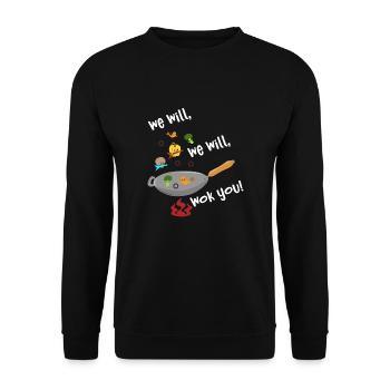 Wir werden Essen Pun - Unisex Pullover - Schwarz - Vorne - Alina (178cm) & Michal (187cm)