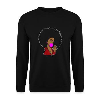 Afro natural hair african american - Unisex Sweatshirt - black - Front - Alina (178cm) & Michal (187cm)