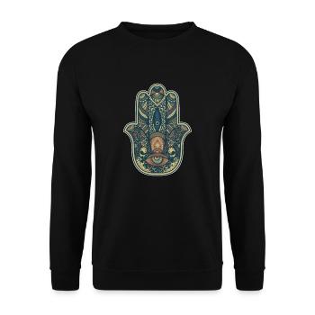 Hand der Fatima-Meditation - Unisex Pullover - Schwarz - Vorne - Alina (178cm) & Michal (187cm)