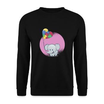 Baby Elefant Ballon Puzzle - Unisex Pullover - Schwarz - Vorne - Alina (178cm) & Michal (187cm)