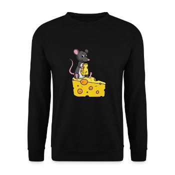 Mouse cartoon for cheese addicts - Unisex Sweatshirt - black - Front - Alina (178cm) & Michal (187cm)